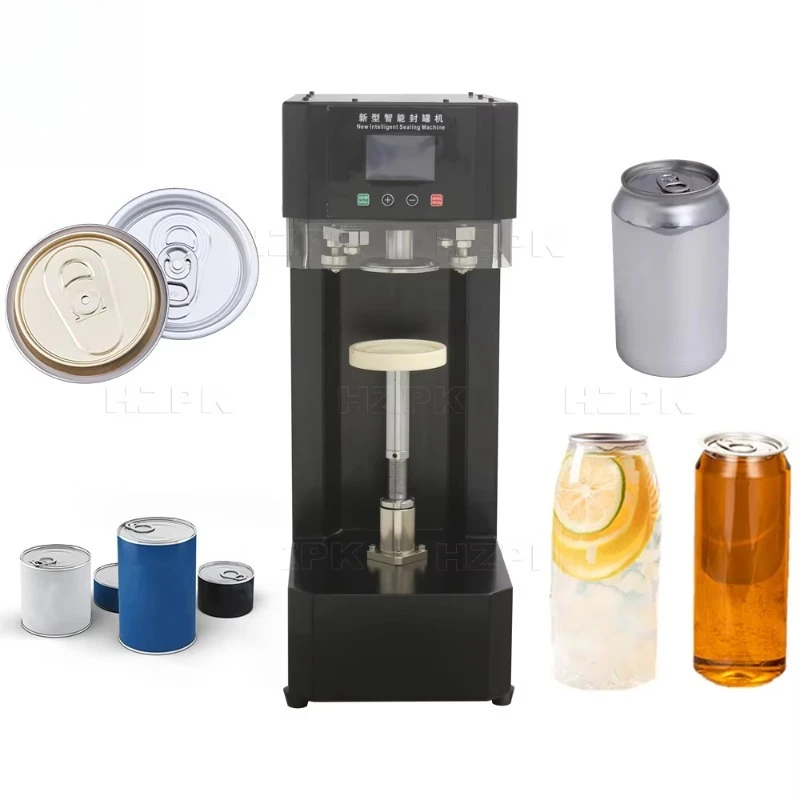 Máquina de selagem inteligente semiautomática de mesa não rotativa para latas de refrigerante e lata de plástico, PET, alumínio