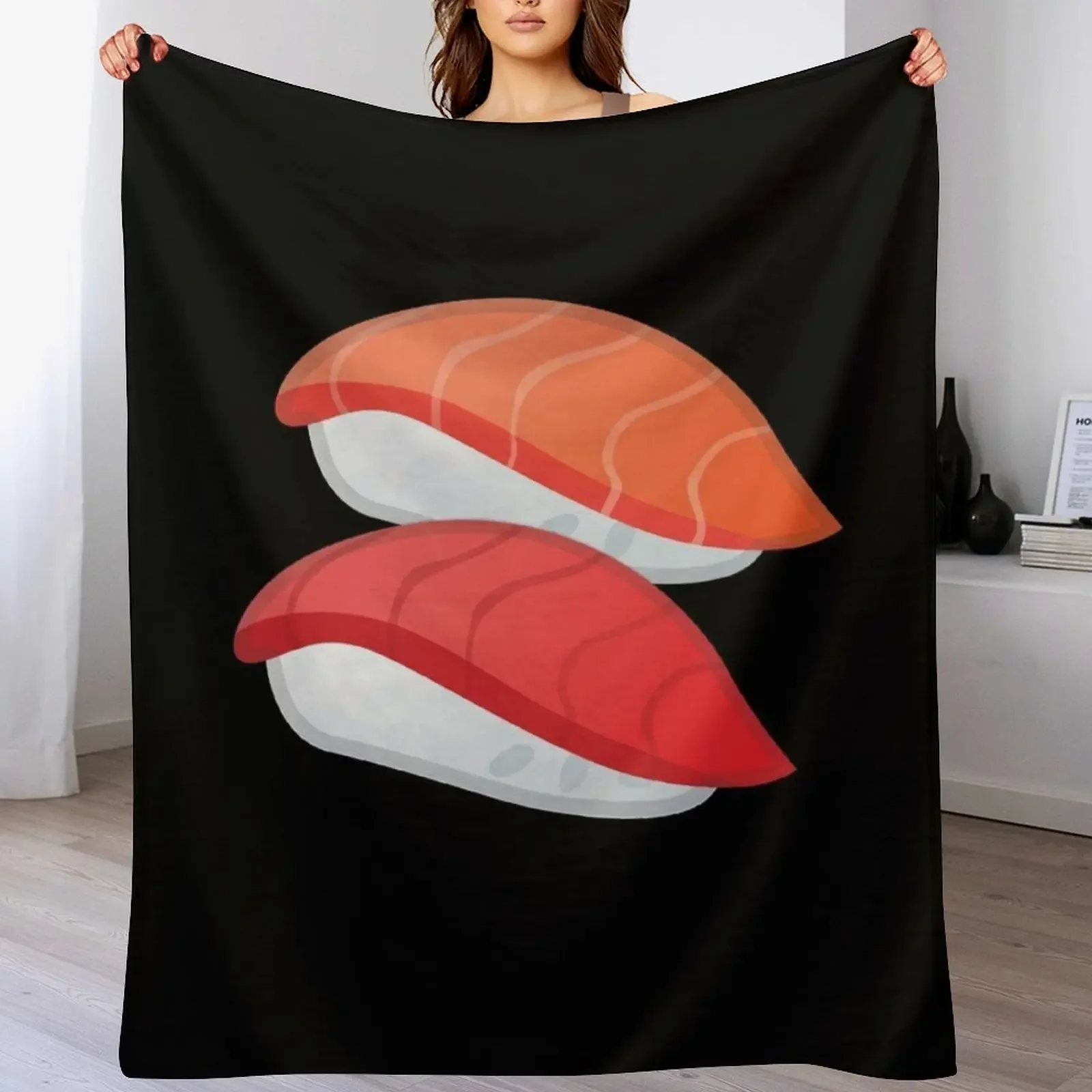 Sushi Sashimi Seafood Gift forSushi Lovers Throw Blanket Durable Warm Blanket for Daily Home Use