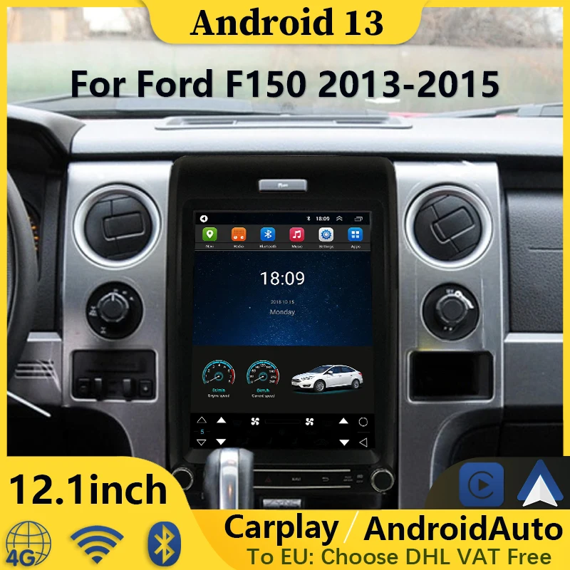 Wireless Carplay Auto Android 13 Car Radio DVD Player For Ford F150 Raptor 2013 -2015 GPS Navi Multimedia Tesla Vertical Screen