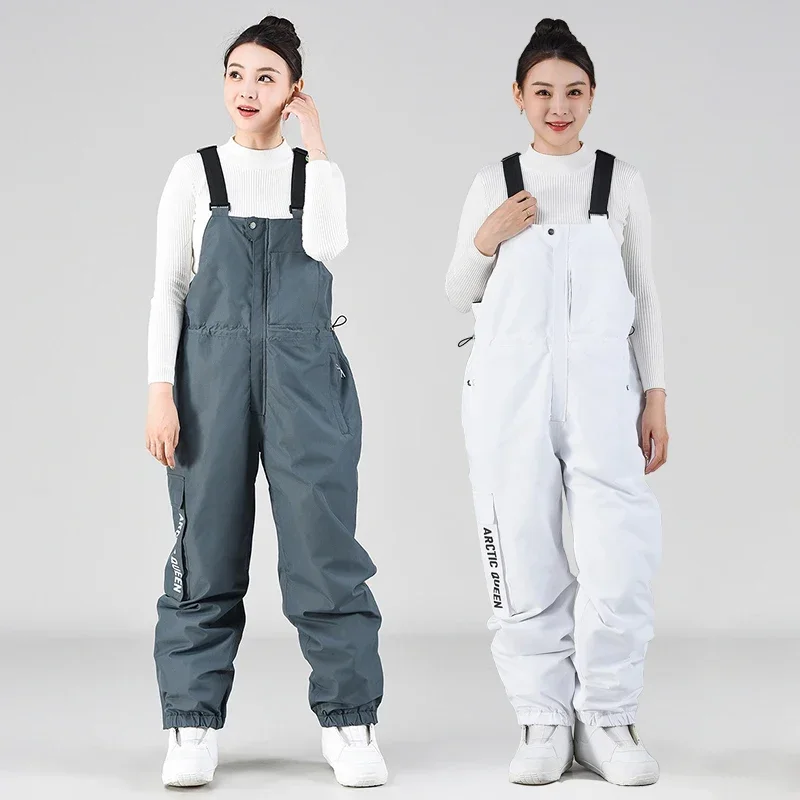 Winter Waterproof Women Snow Suspender Pants Outdoor Sport Man Skiing Trousers Mountain Windproof Female Ski Overalls Clothes