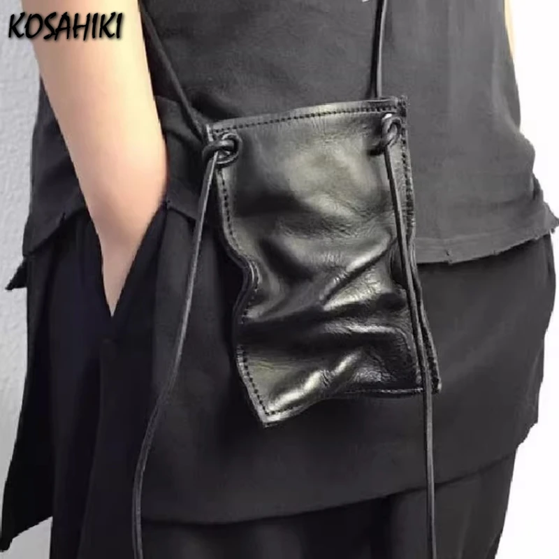 تصميم فاخر Y2k الجمالية حقيبة الهاتف المحمول الصغيرة مطوي خمر الشرير حقائب كتف بولي Soft جلد ناعم المرأة الاتجاه حقائب اليد Crossbody #1