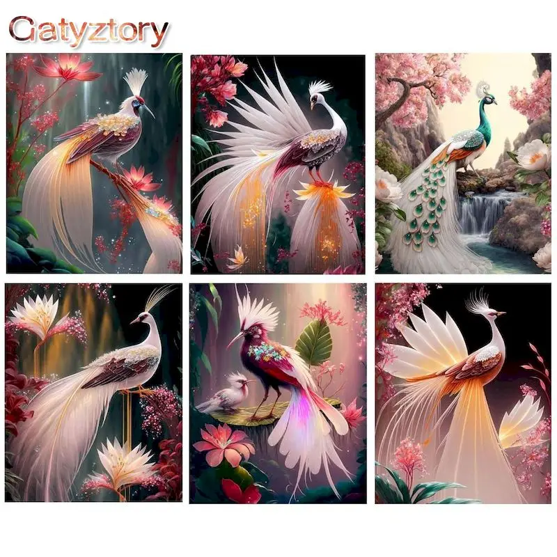 

GATYZTORY Diy Painting By Numbers Adults Crafts Colorful Peacock 60x75cm Coloring By Numbers Gifts Acrylic Paints Pictures Kits