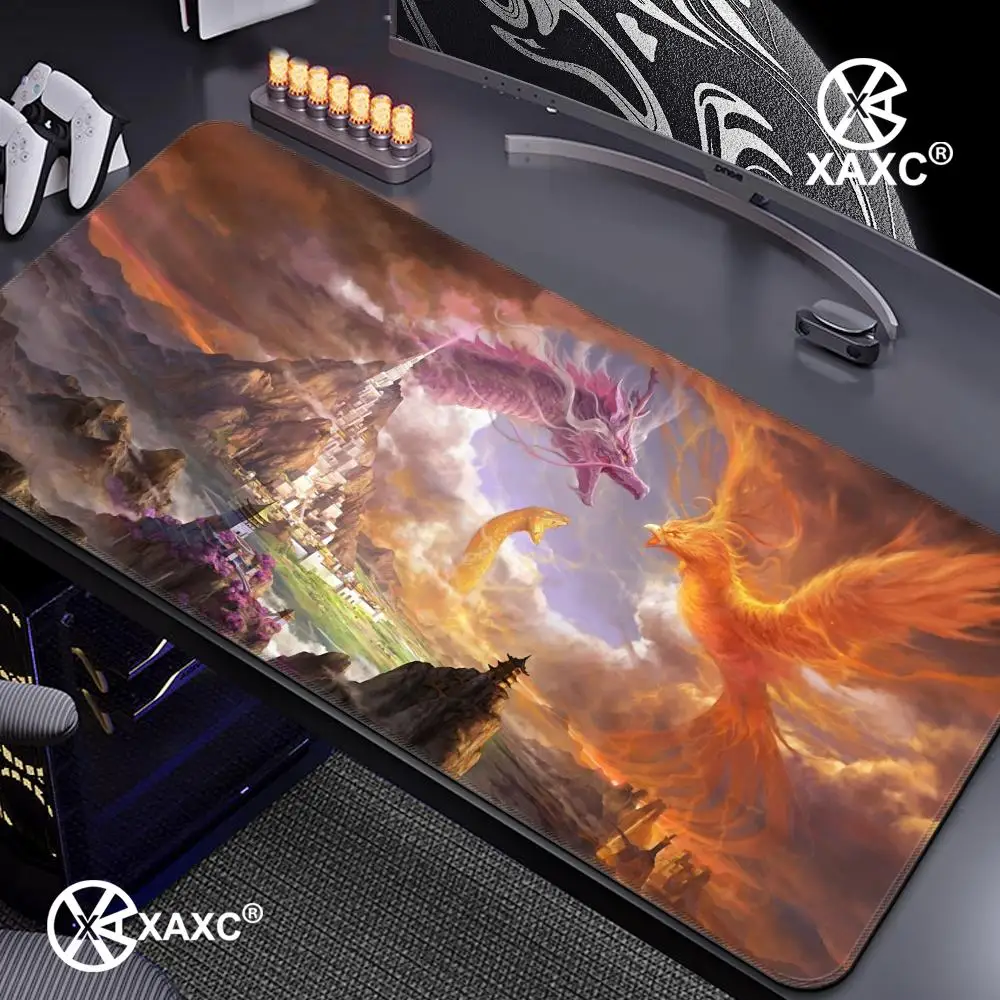 Fantasy Dragon Phoenix XAXC Mouse Pad Large Gaming Mouse Pad HD Print Waterproof XXL Desk Mat For PC Laptop Non-Slip Desk Mat