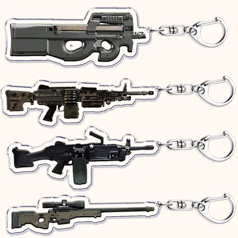 Creative Military Weapon Keychains for Accessories Bag P90 AWM Sniper Rifle MP7 M249 S686 M24 Gun Keyrings Jewelry Gamer Gifts