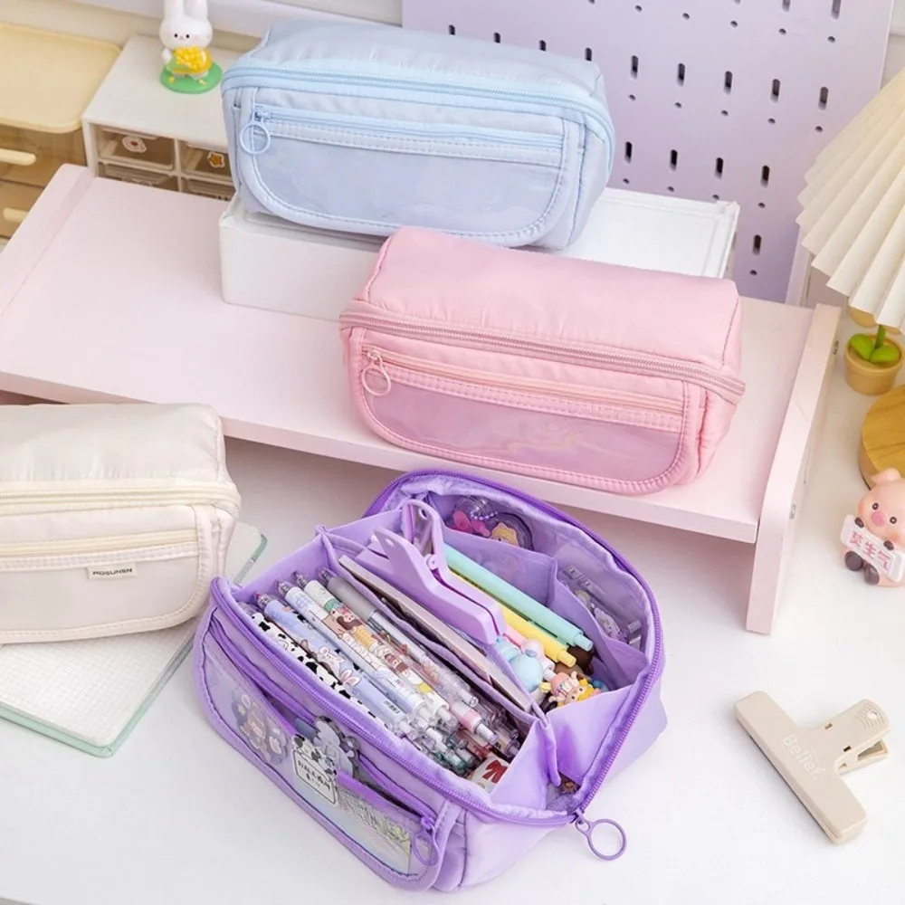 Prism Shape Large Capacity Pencil Case Pen Pouch Ten layers Stationary Pen Storage Bag Durable Portable Korean Pen Pencil Bag