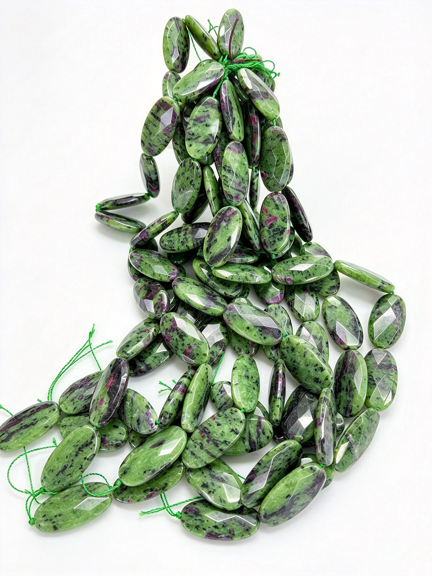 40*20MM Natural Faceted Oval Shape Epidote Zoisite Stone Beads For DIY necklace bracelet jewelry making 15.5"