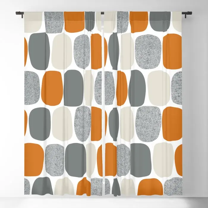 Wonky Ovals In Orange Blackout Curtains 3D Print Window Curtains For Bedroom Living Room Decor Window Treatments