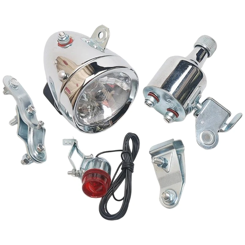 12V 6W Generators Headlight Tail Light Set Vintage Bike Headlight and Taillight Frictions Dynamos Light Easy to Use