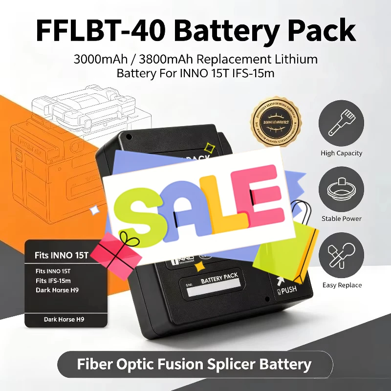 FFLBT‑40 11.1V 3000/3800mAh Lithium Battery For INNO IFS‑15T IFS‑15M Dark Horse H9 Fiber Fusion Splicer Replacement Pack