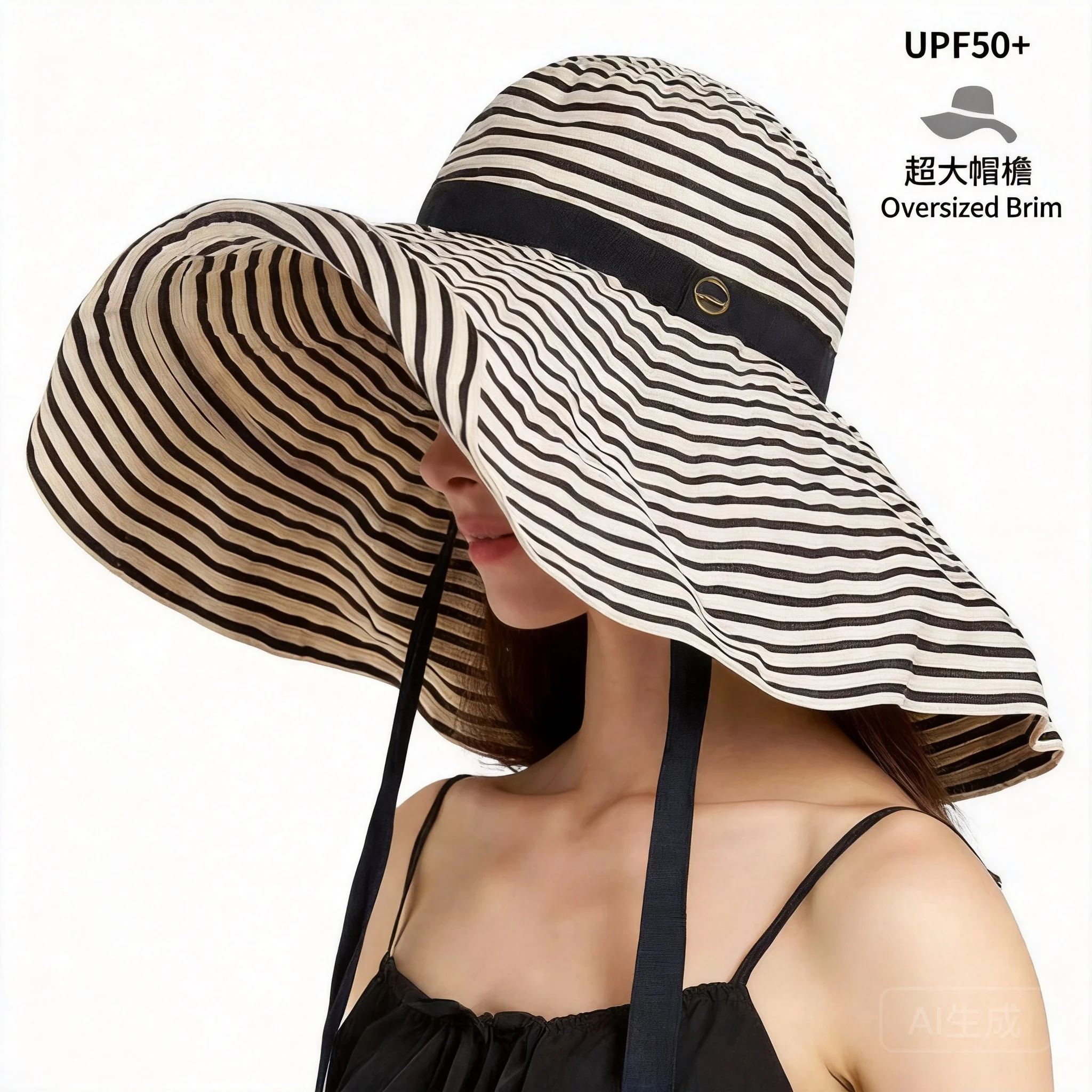 100 Percent Cotton Striped Oversized Brim Bucket Hat For Women Upf 50 Uv Protection Fashion Outdoor Beach Travel Sun Hat Multipl