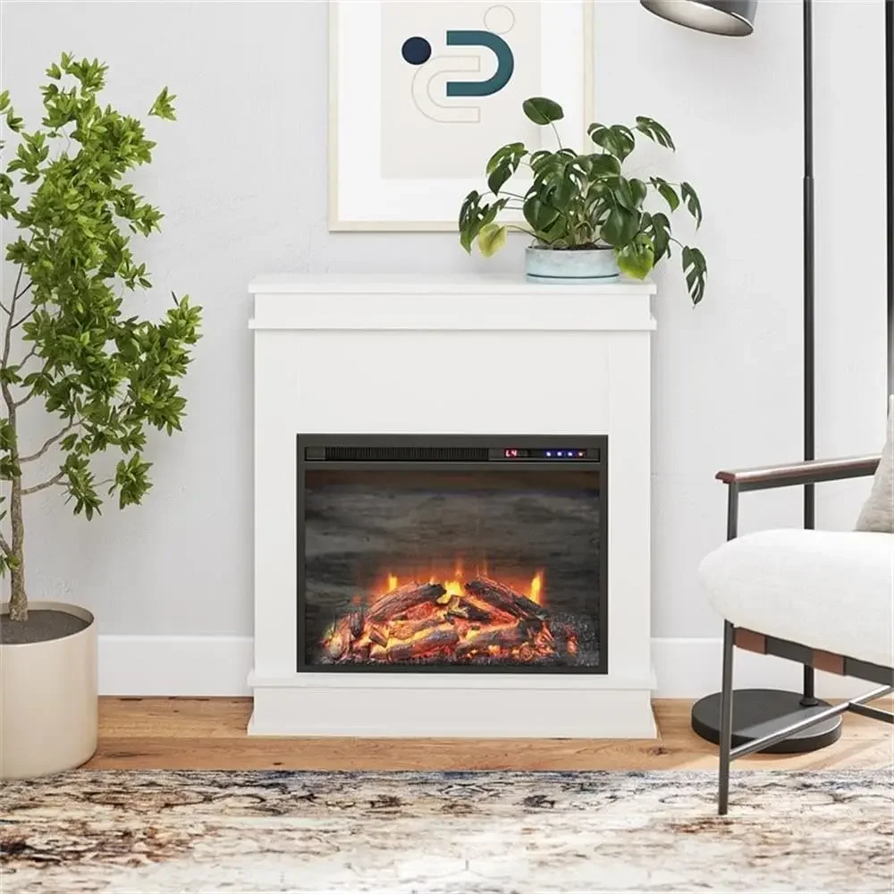 Mateo 30 Inch Electric Fireplace with Mantel, Replaceable Fireplace Insert Heater, Freestanding, Remote Control, Timer