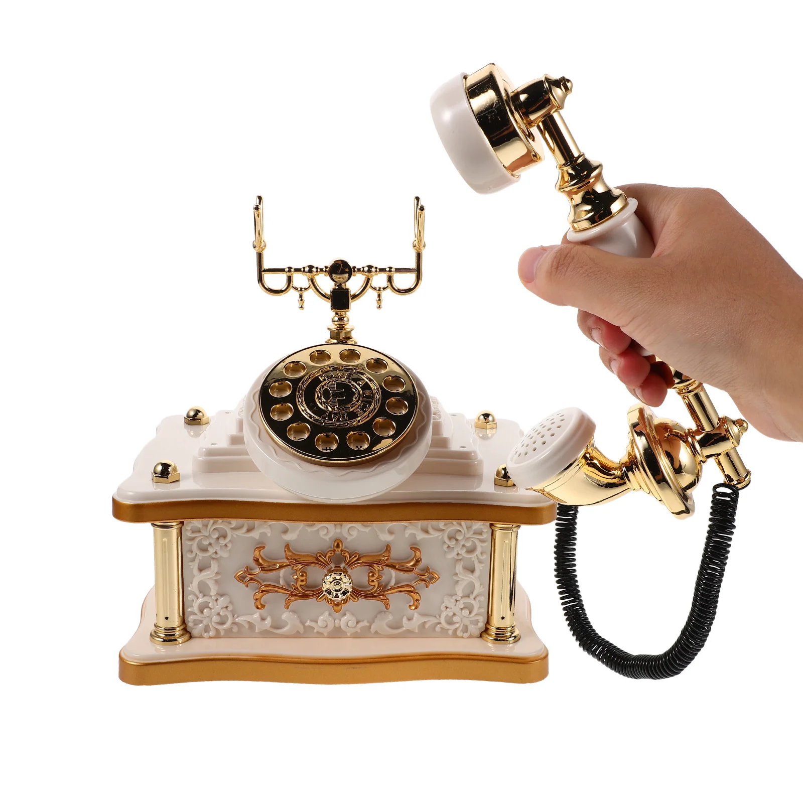 

Classical Box Vintage Handmade Retro Desk For Telephone Music Box Home Office Bar Decor Dial Telephone