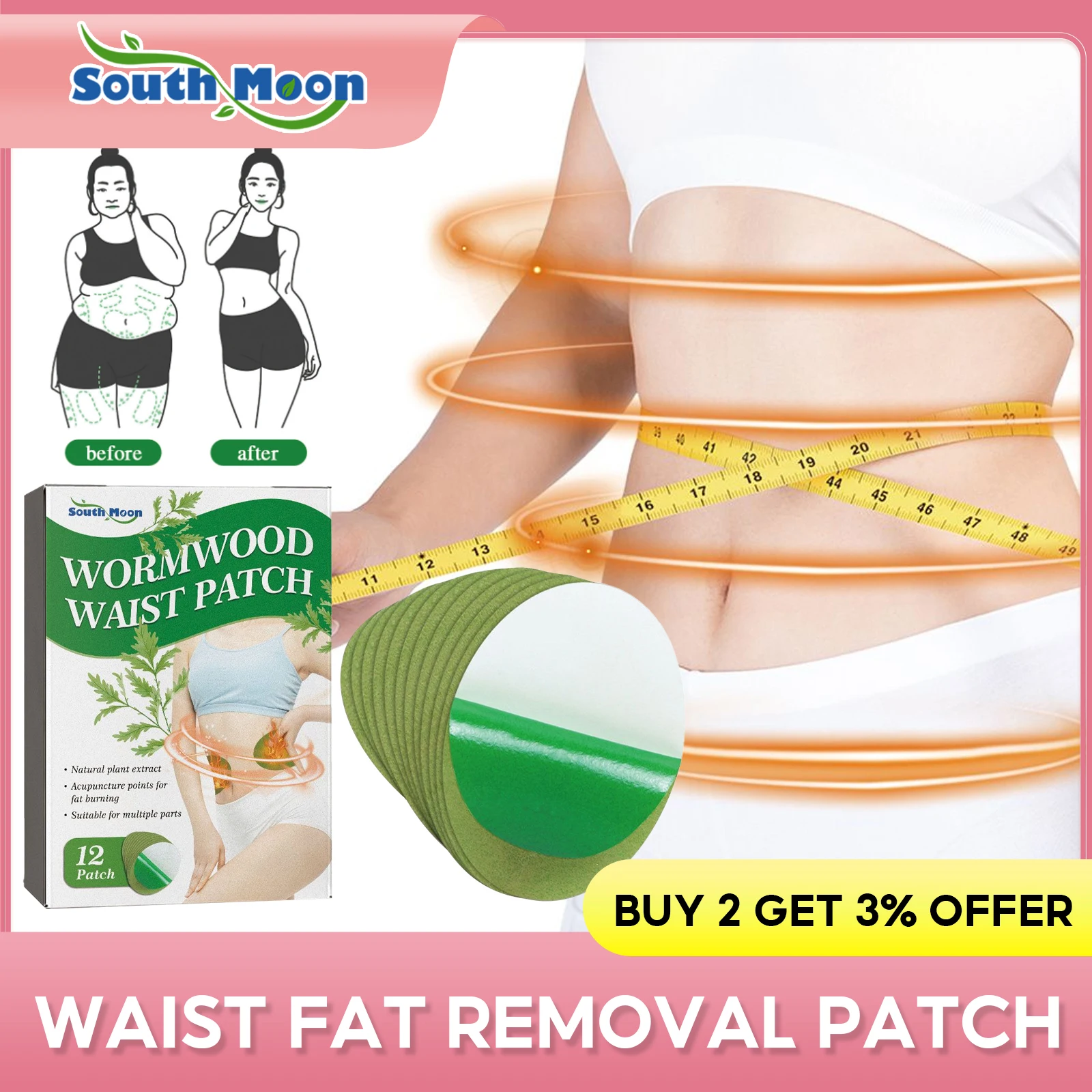 Waist Fat Burner Patch Weight Loss Belly Arm Legs Anti Cellulite Diet Thin Moxibustion Paste Shaping Body Slimming Products 12pc