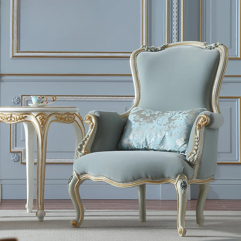 Leisure chair Diamond fleece gold-painted high backrest European sofa high-end dining chair