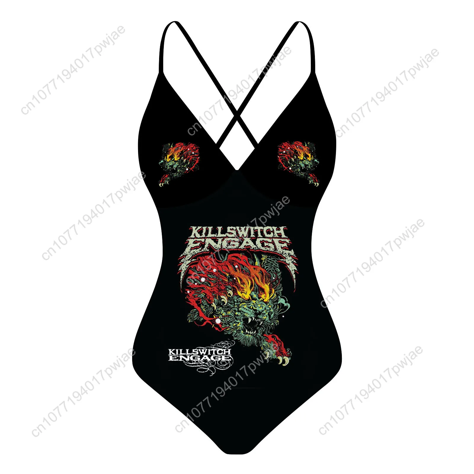 

Killswitchs Engages Band Custom V-neck Halter Back Swimsuit Womens Bathing Suits Bikini Pool Party Beach Sexy Swimwear Beachwear