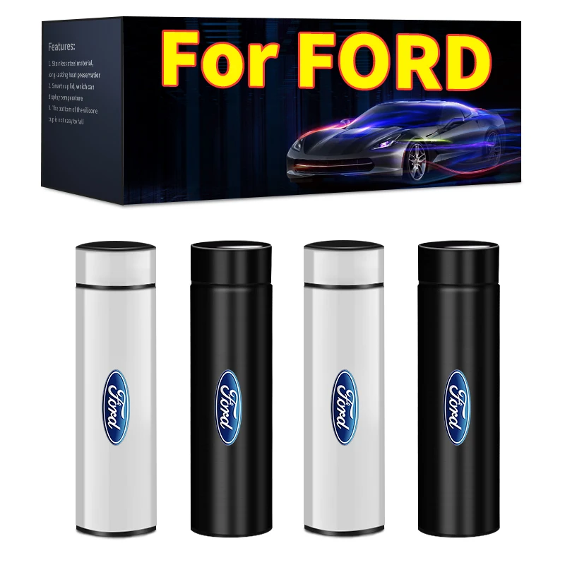 500ml Portable Car Logo Intelligent Stainless Steel Thermos Bottle For Ford Mondeo Focus Mk2 Mk3 Mk7 Fiesta Escape Kuga Ecosport