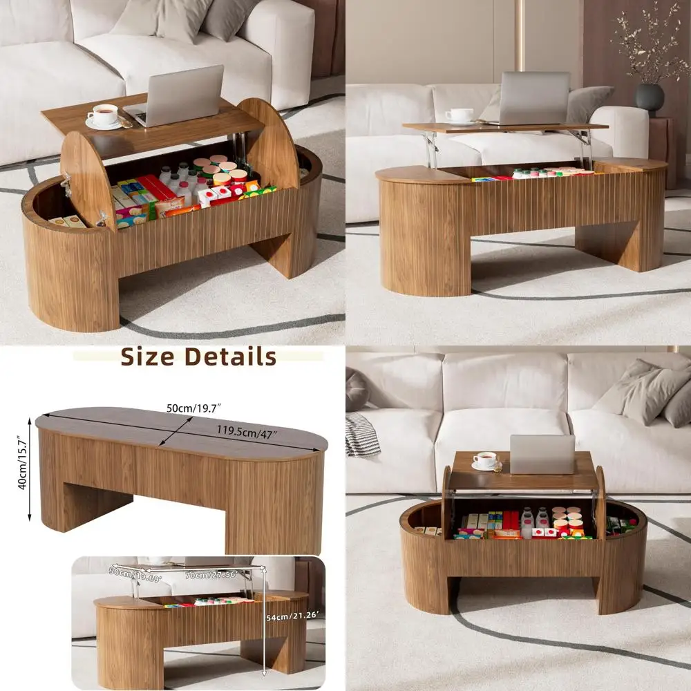 

Mid Century Modern Lift Top Coffee Table with Hidden Storage, 47 Inch Large Living Room Table