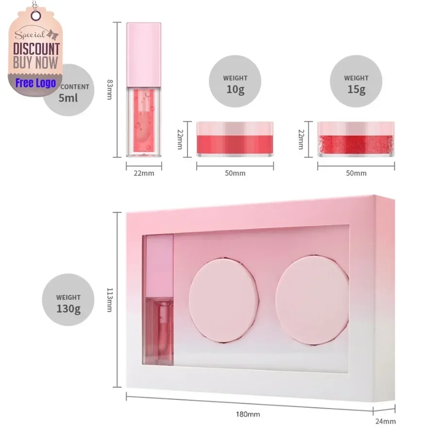 

Private Label 6colors Lip Scrub&lip Plumper Kit Nourish Moisturizing Exfoliating Scrub Hydrating 3in1 Clear Lips Care Makeup