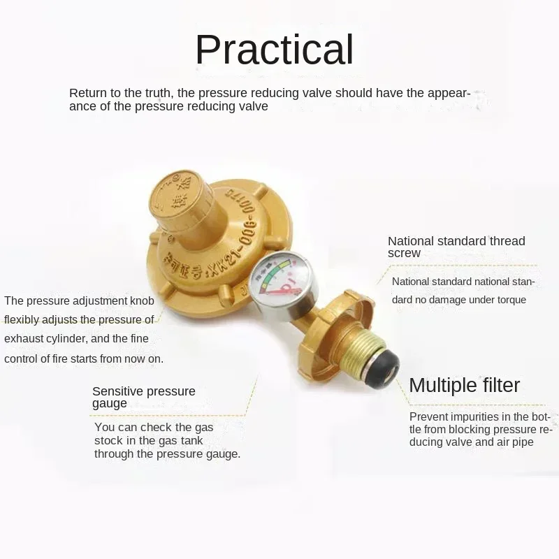 Gas Stove Accessories Pressure Reducing Valve Liquefied Gas Tank Steel Cylinder Pressure Regulating Valve Pressure Gauge Valve