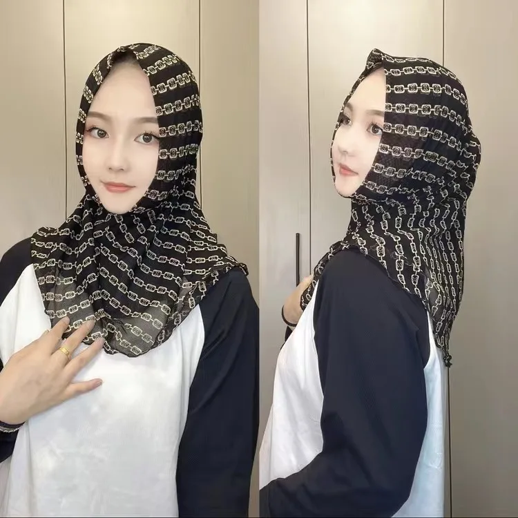 Two Layers Hijab Instant Moslem Clothing Hijab Women Hat Turbans