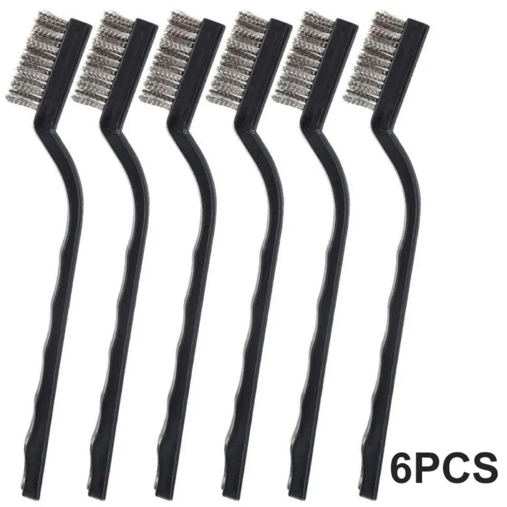Stainless Steel Bristle Wire Brushes – 6-Piece Set for Rust Removal, Polishing Metal on Drills & Grinders