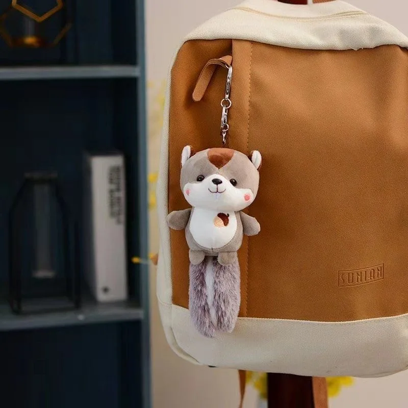 Cute Nut Big Tail Squirrel Plush Toy Pendant, Small Doll, Car Keychain, Backpack Hanger