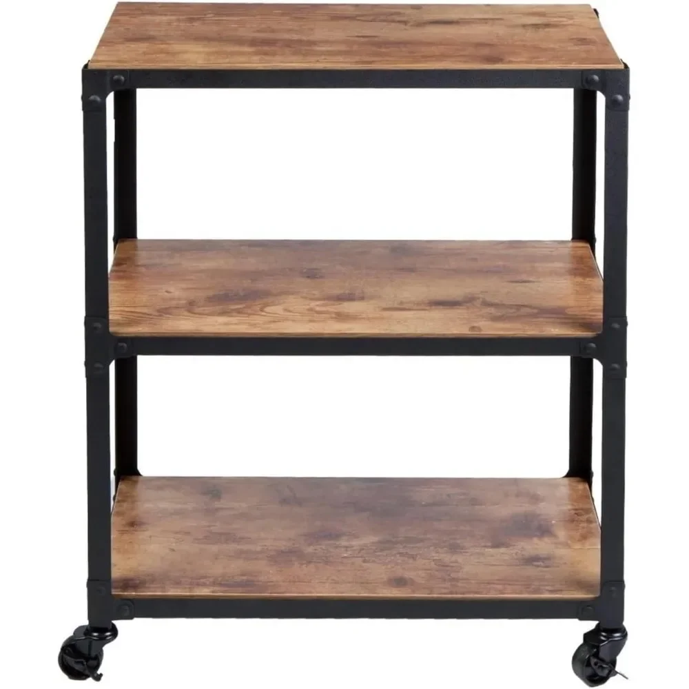 

Storage Trolley Kitchen Island & Trolleys, Rolling Cart, Microwave Stand, 3-Tier Coffee Cart, Brown Storage Cart