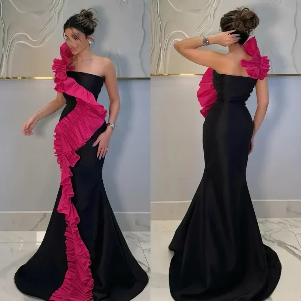 

Индивидуальное трикотажное плиссированное вечернее платье русалки на одно плечо, длинные платья для особых случаев на заказ