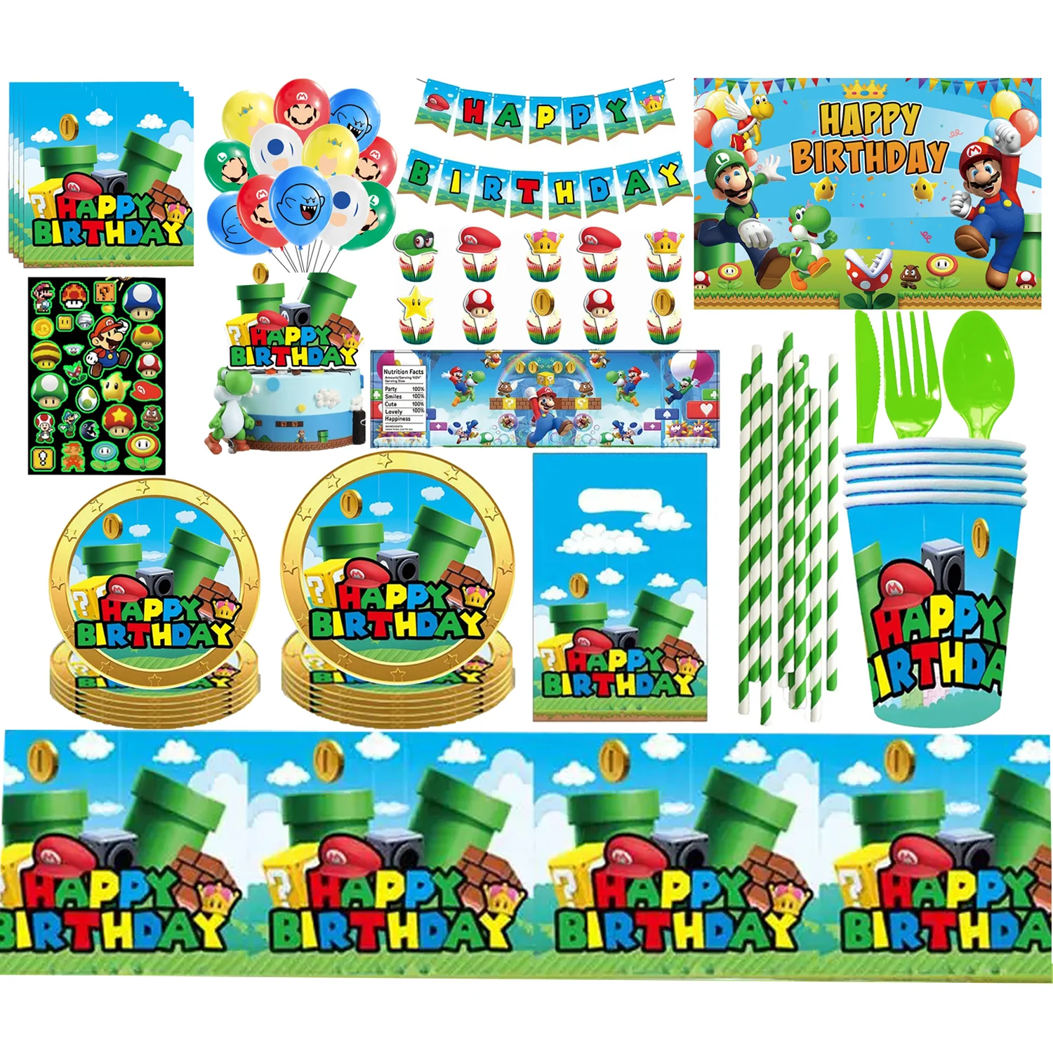 

Super Mario Bro Children's Birthday Party Decor Party Tableware Sets Table Accessories Cup Plate festival DIY Gifts Baby Shower