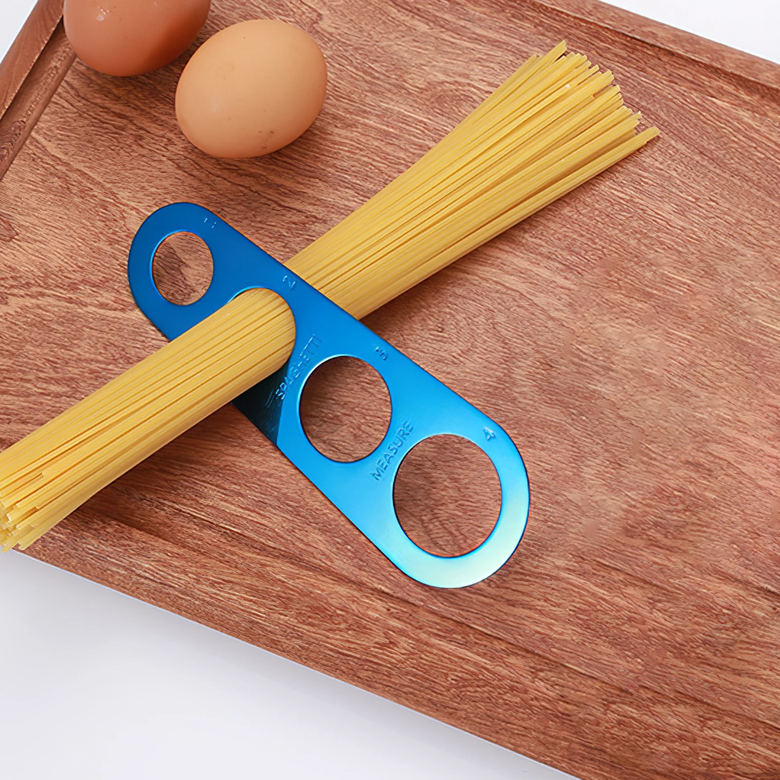 

Stainless Steel Pasta Ruler Spaghetti Measurer Tool Noodle Blue Portion Utensil Multi Hole Design