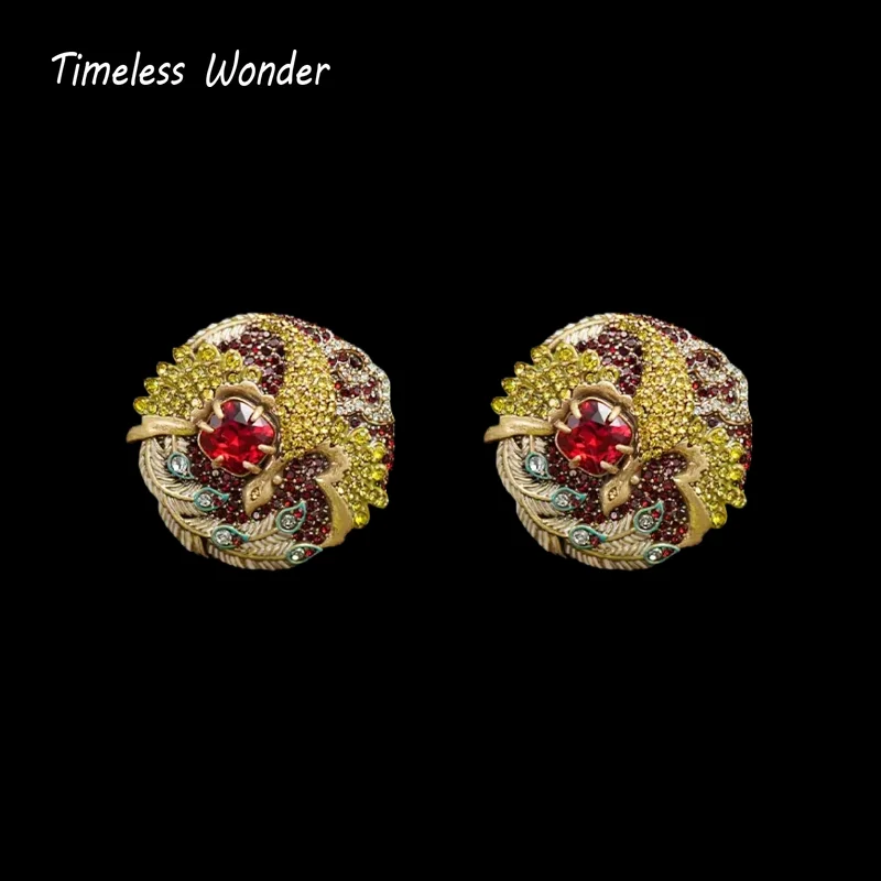 

Timeless Wonder Fancy Zircon Phoenix Beaded Necklace Button Earrings Women Designer Fine Jewelry Set Vintage Chinese Style 4612