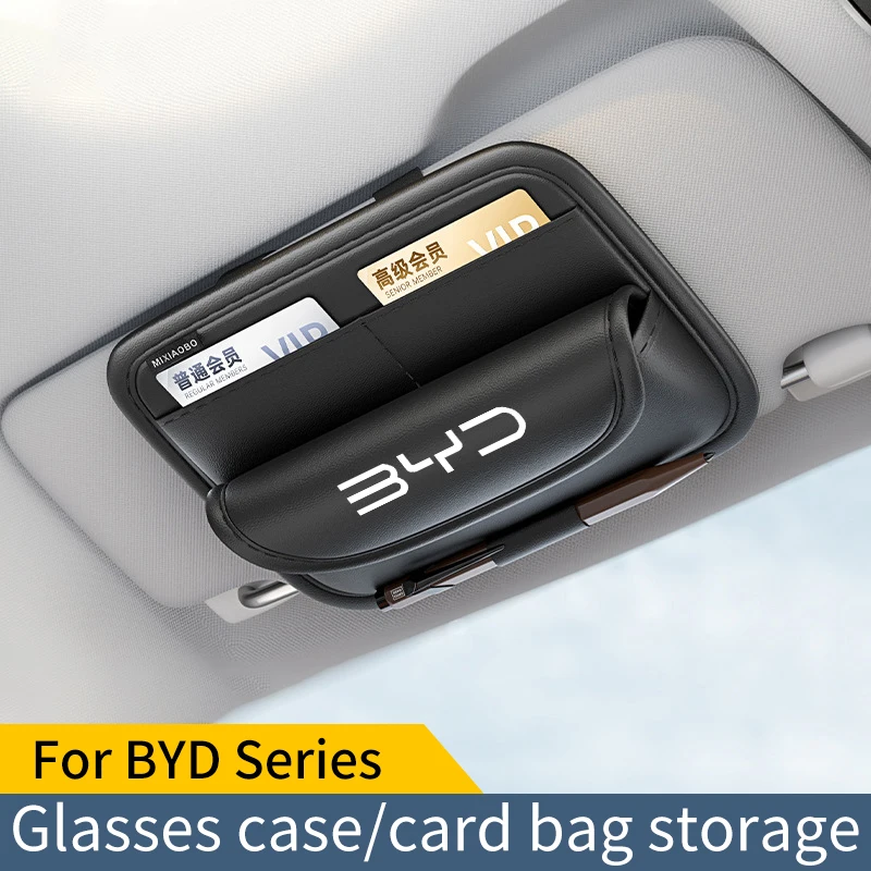 For BYD Seagyll V2l Dolphin Atto3 Car Sunshade Multifunctional Storage Bag Car Glasses Clip Card Bag Ticket Receipt Storage Bag