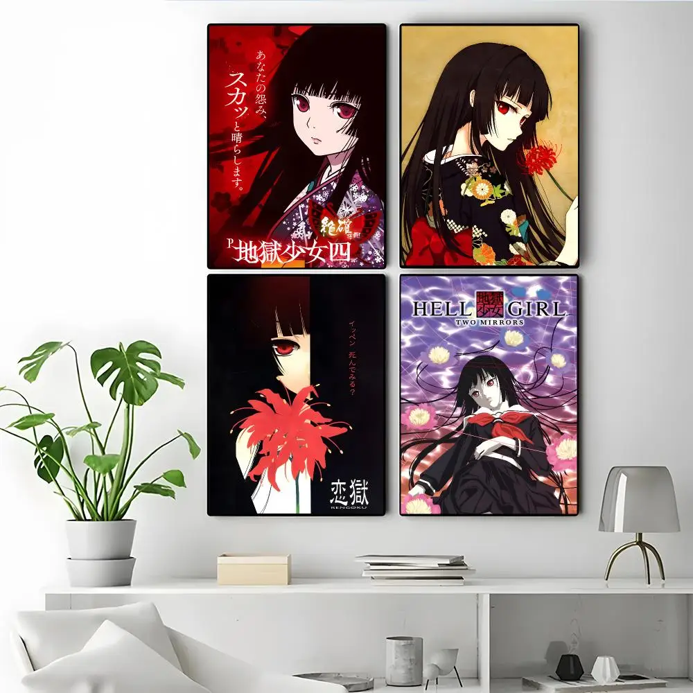 Anime Hell Girl Poster Poster Self-adhesive Art Waterproof Paper Sticker Coffee House Bar Room Wall Decor