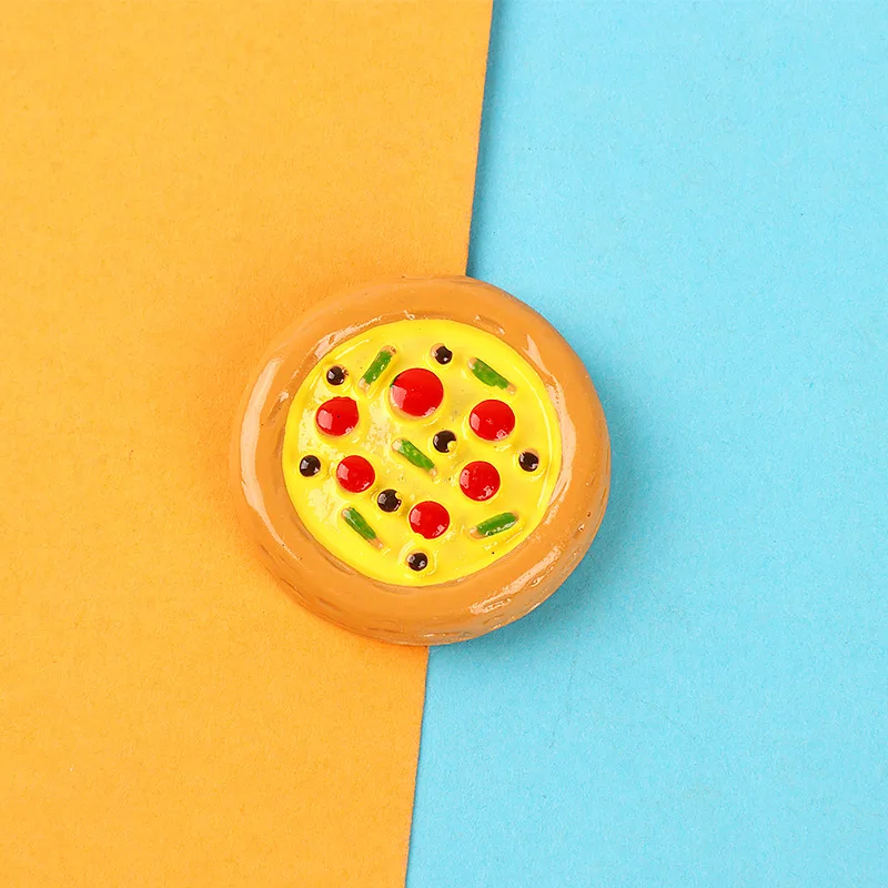 10pcs Diy Mini Kawaii Resin Cartoon Pizza Fake Food Scrapbook Embellishment Crafts Accessories Craft Miniature Flatback Cabochon