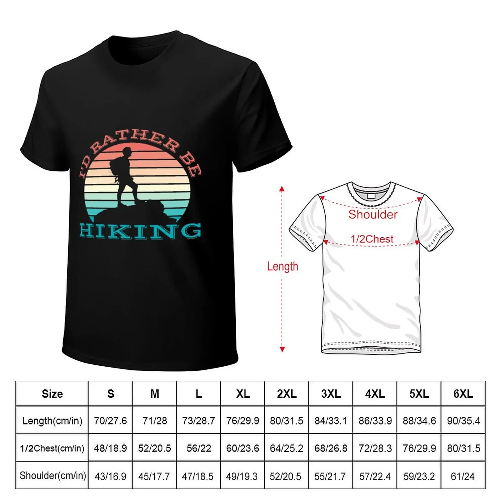 I'd Rather Be Hiking T-Shirt Plus Size Summer Short Sleeve T-Shirt