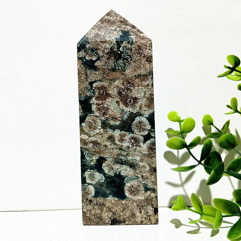 Natural The Cherry Green Crystal Tower Point Home Decor Wand Witchcraft Reiki Meditation Chakra Healing Crystals