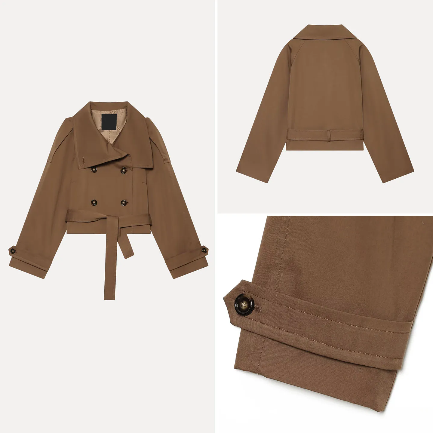 Chaqueta Corta de Mujer Estilo Británico, Cuello Alto, Diseño de Doble Botonadura, Ropa de Moda de Otoño, Marca Zadata