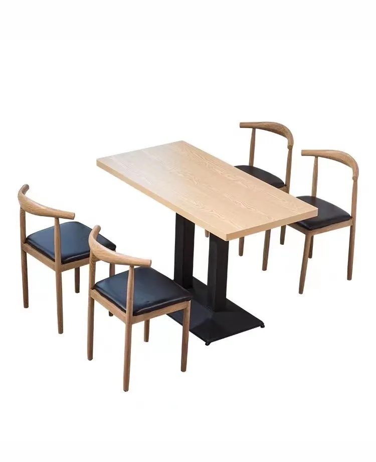 Dinning table and chair set restaurant project use plywood tables and ash wood chairs