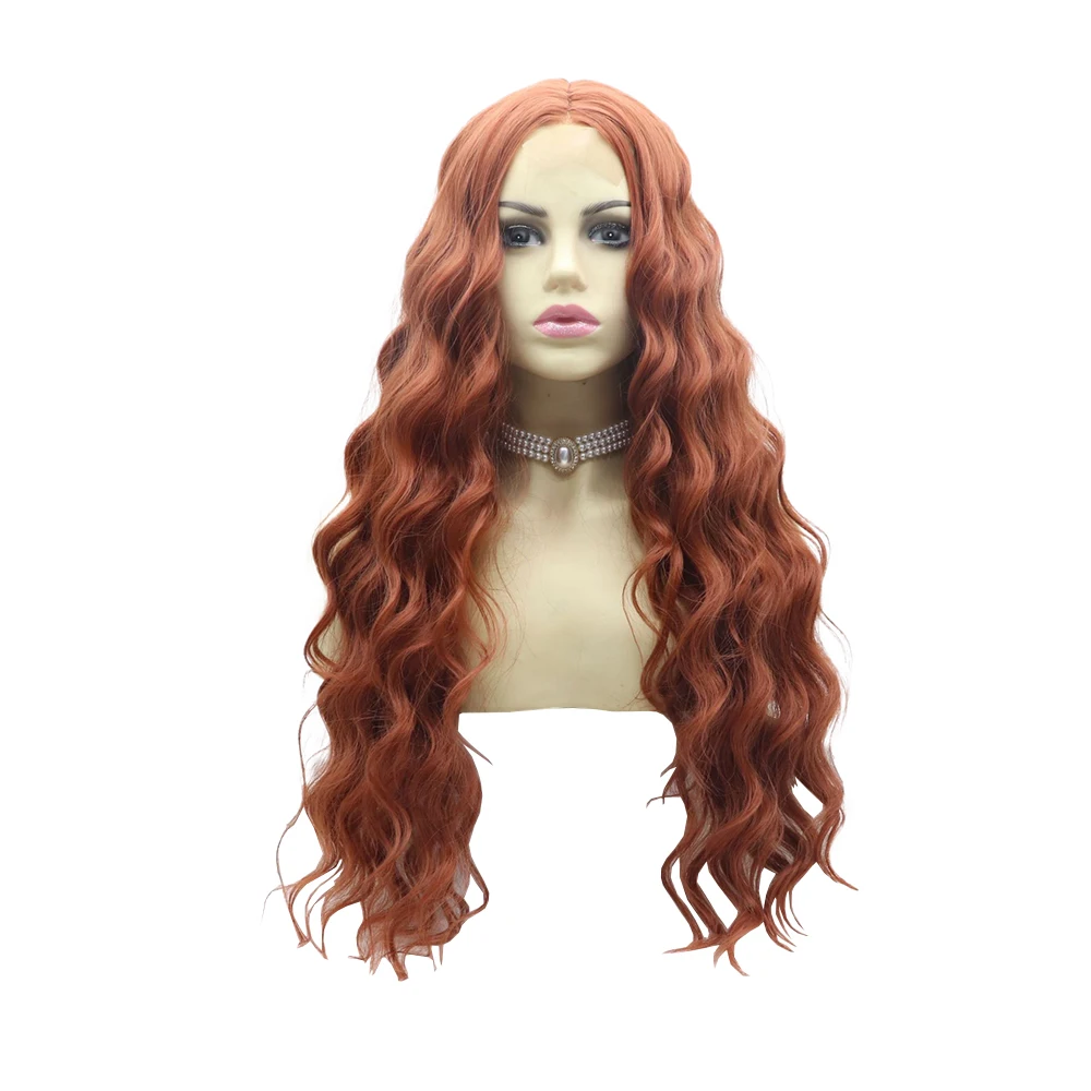 1 × 4 شعر صناعي بدانتيل أمامي على شكل حرف T 24 بوصة شعر مجعد مموج مناسب للحفلات اليومية النسائية شعر مستعار حريري عالي الحرارة