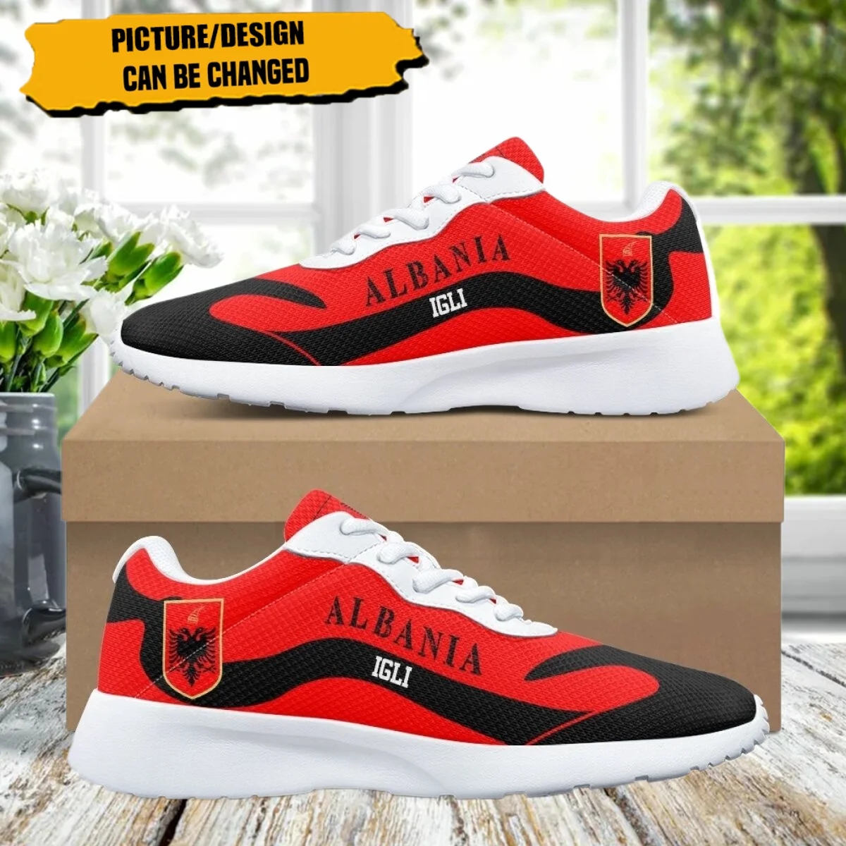 Albania Flag Pattern Women Training Running Shoes Cozy Lace-Up Flats Durable Gym Teen Sneakers Print On Demand tenis masculino