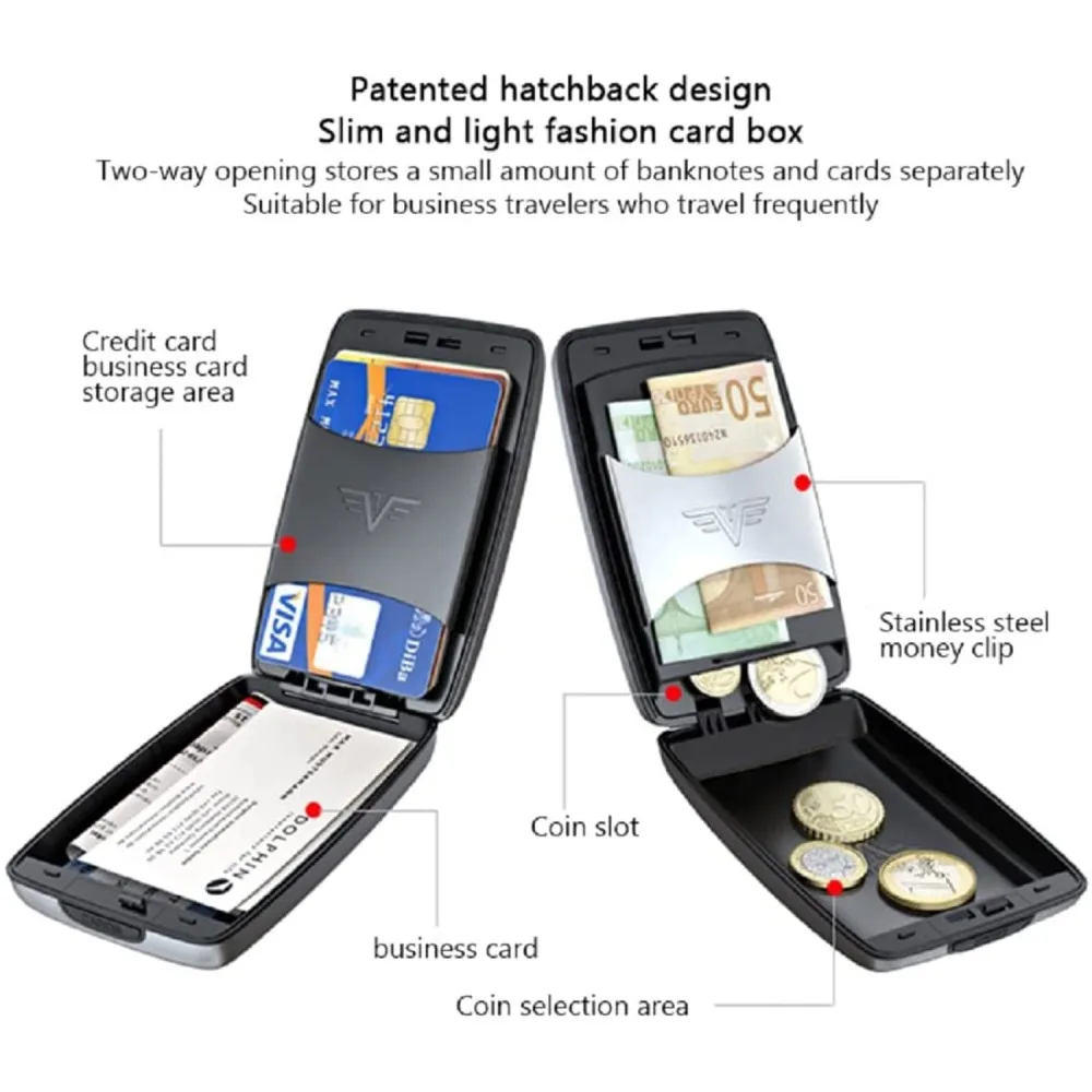 Clip per portafoglio RFID in lega di alluminio porta carte di credito antifurto di grande capacità impermeabile multifunzione