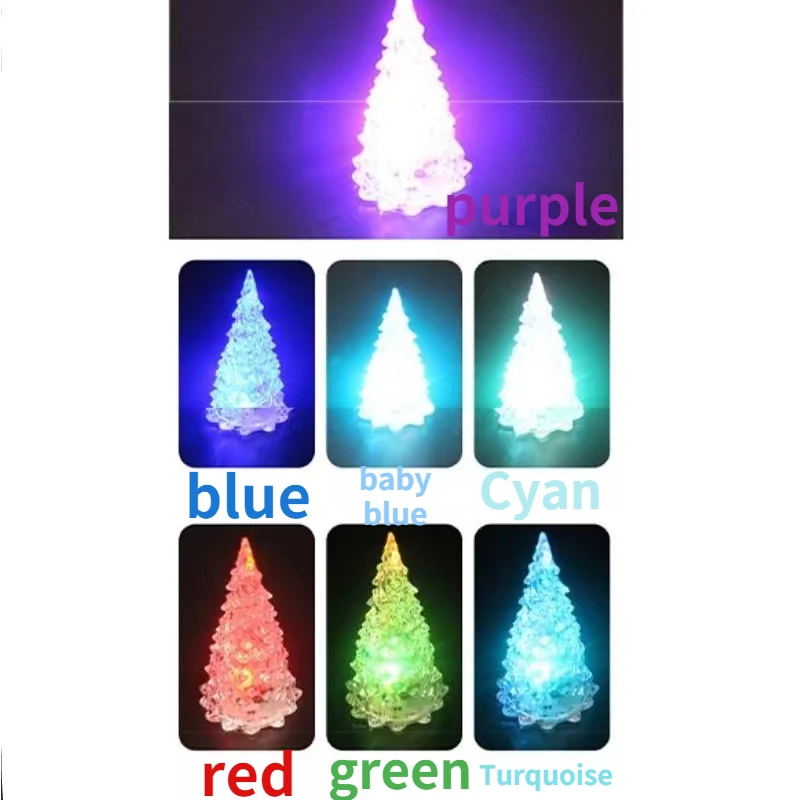 Luces de noche de Flash de cristal de colores juguetes luminosos para niños árbol de Navidad de acrílico Led regalos de navidad