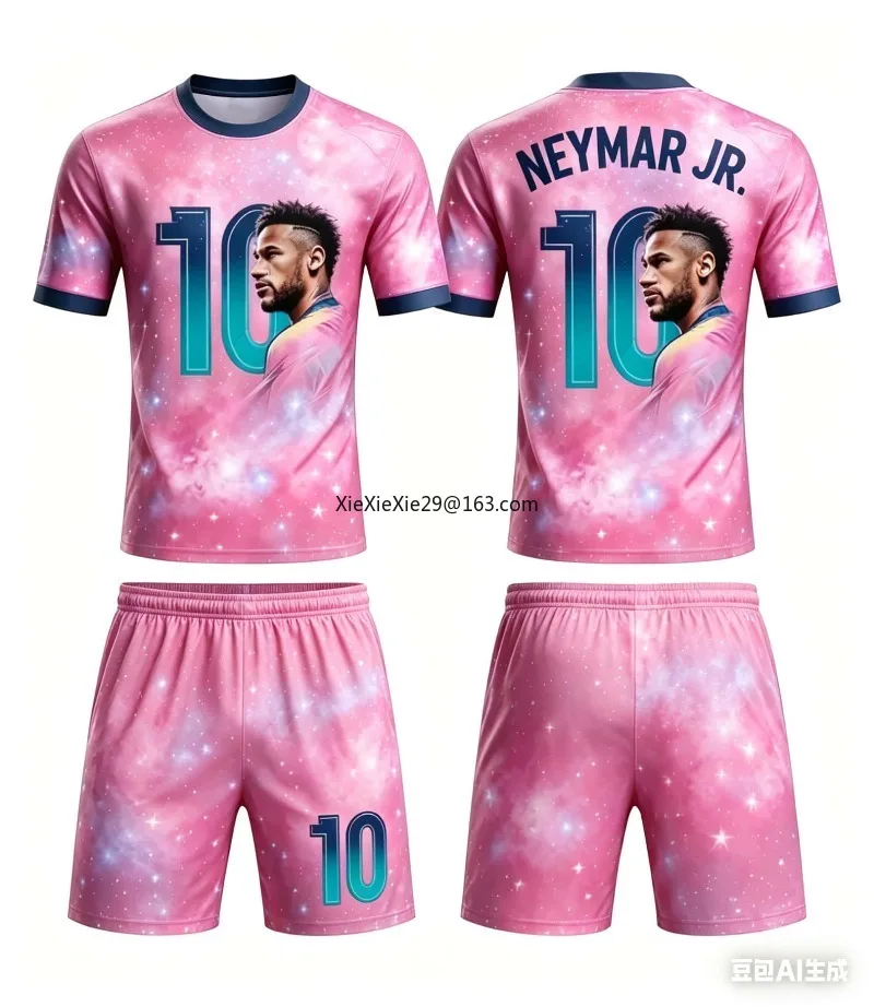 KI Neymar #   10er-Set Gedenk-Edition Trikot T-Shirt Shorts für Herren, Kinder, Erwachsene, Eltern-Kind-Outfit, Fußball-Sportbekleidung
