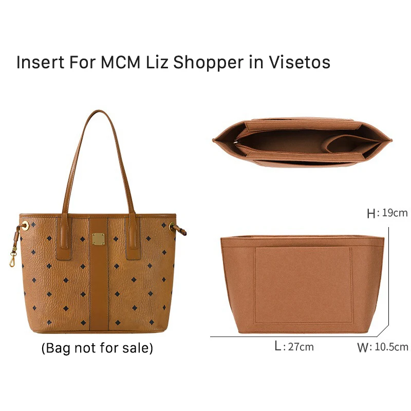 EverToner Women Portable Storage Bag For M-M Reversible Liz Shopper Bag Felt Insert Organizer Handbag Travel Cosmetic Bag Liner