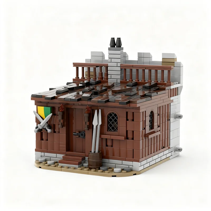 654 детали MOC Модульная модель крепостных казарм, строительные блоки, архитектурный конструктор, рождественские подарки, игрушка, креативная идея для творчества, коллекция художественных кирпичиков.