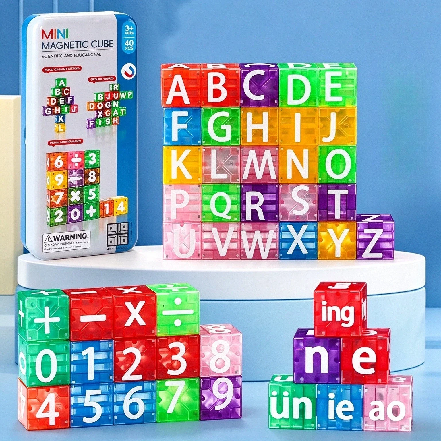 40PCS Digital Alphabetic Block Magnetic Building Blocks Jigsaw Puzzle Early Education Children's Educational Toy Tabletop Game