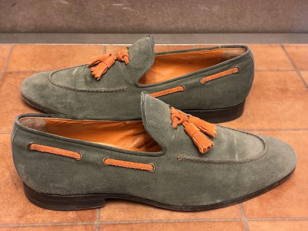 

Breathable Velvet Men Loafer Single Shoes Male Tassel Decoration Comfortable Flat Heel Green Spring Autumn Formal Shoes