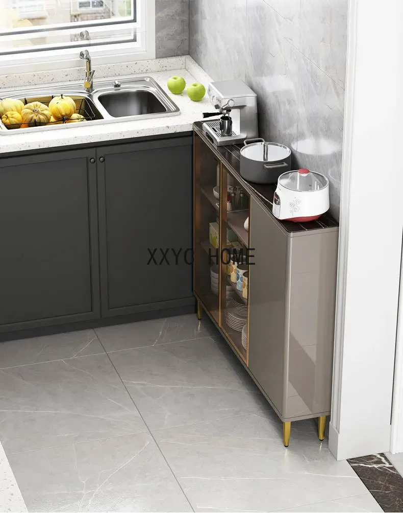 Credenza ultrasottile Armadietto moderno e minimalista per soggiorno, leggero, di lusso, con piastra in pietra, cucina, sala da pranzo