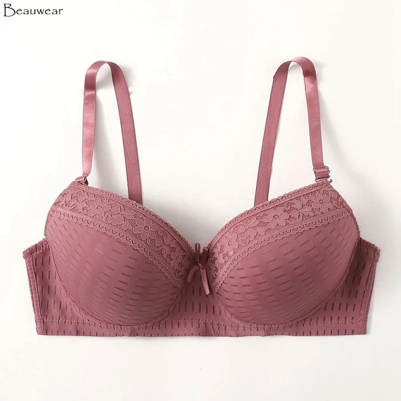 Beauwear-sujetadores de talla grande sin relleno para mujer, Bralette de copa de molde fino, lencería Sexy, 95D, 100D, 105D, 110D