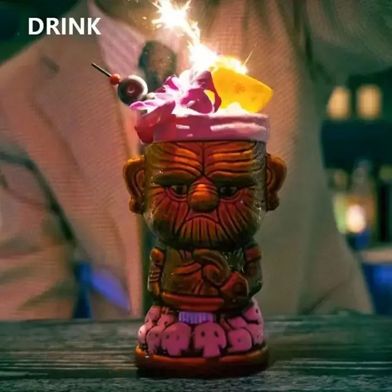 Bar Tiki Cup Personalized Hawaiian Cocktail Cup Creative Cup Tiki Chief Halloween Internet Red Ceramic Mug